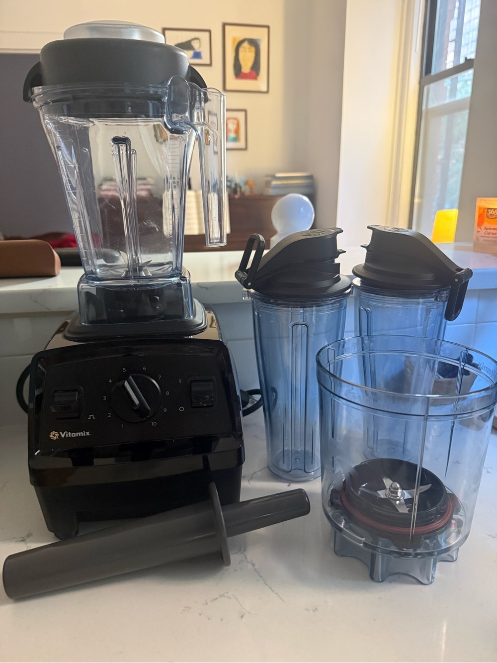 Vitamix Black Professional Countertop Blender with Two Travel Cups